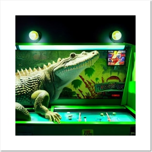 Crocodile Playing Pinball Posters and Art